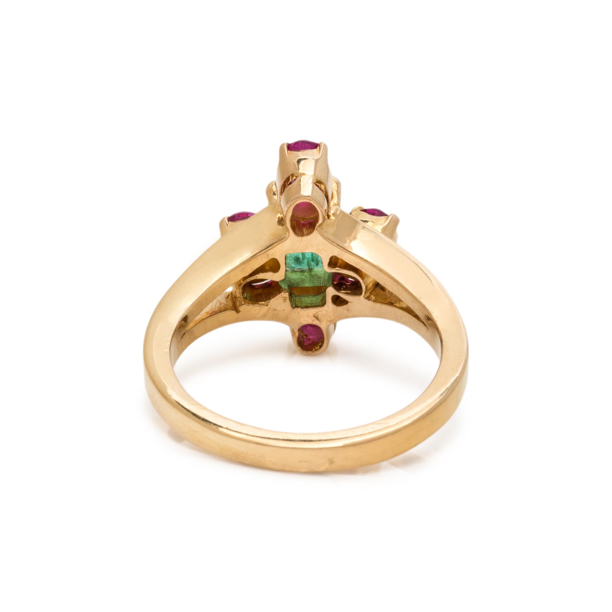 EMERALD AND PINK SAPPHIRE RING