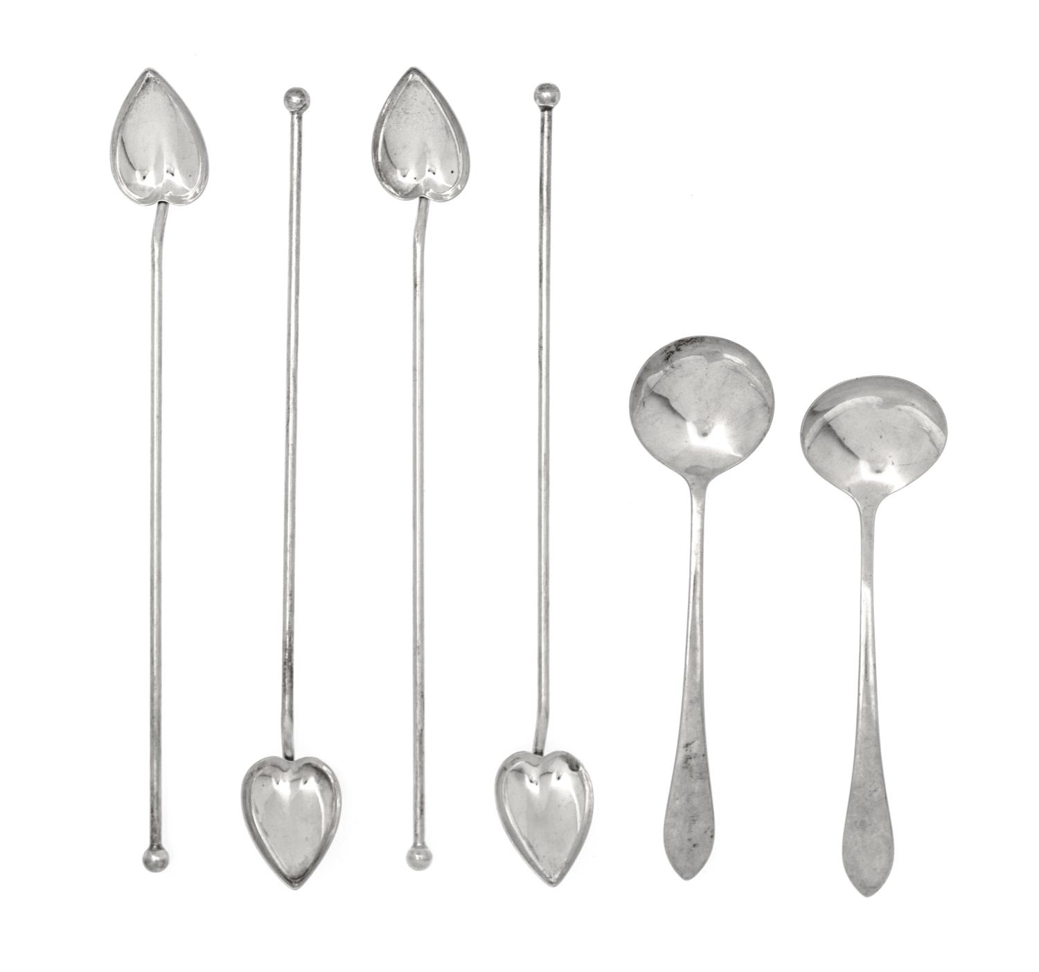 Twelve American Silver Iced Tea Sipping Spoons, Wallace Silversmiths, Wallingford, CT, 20th Century, together with two associated Ameri