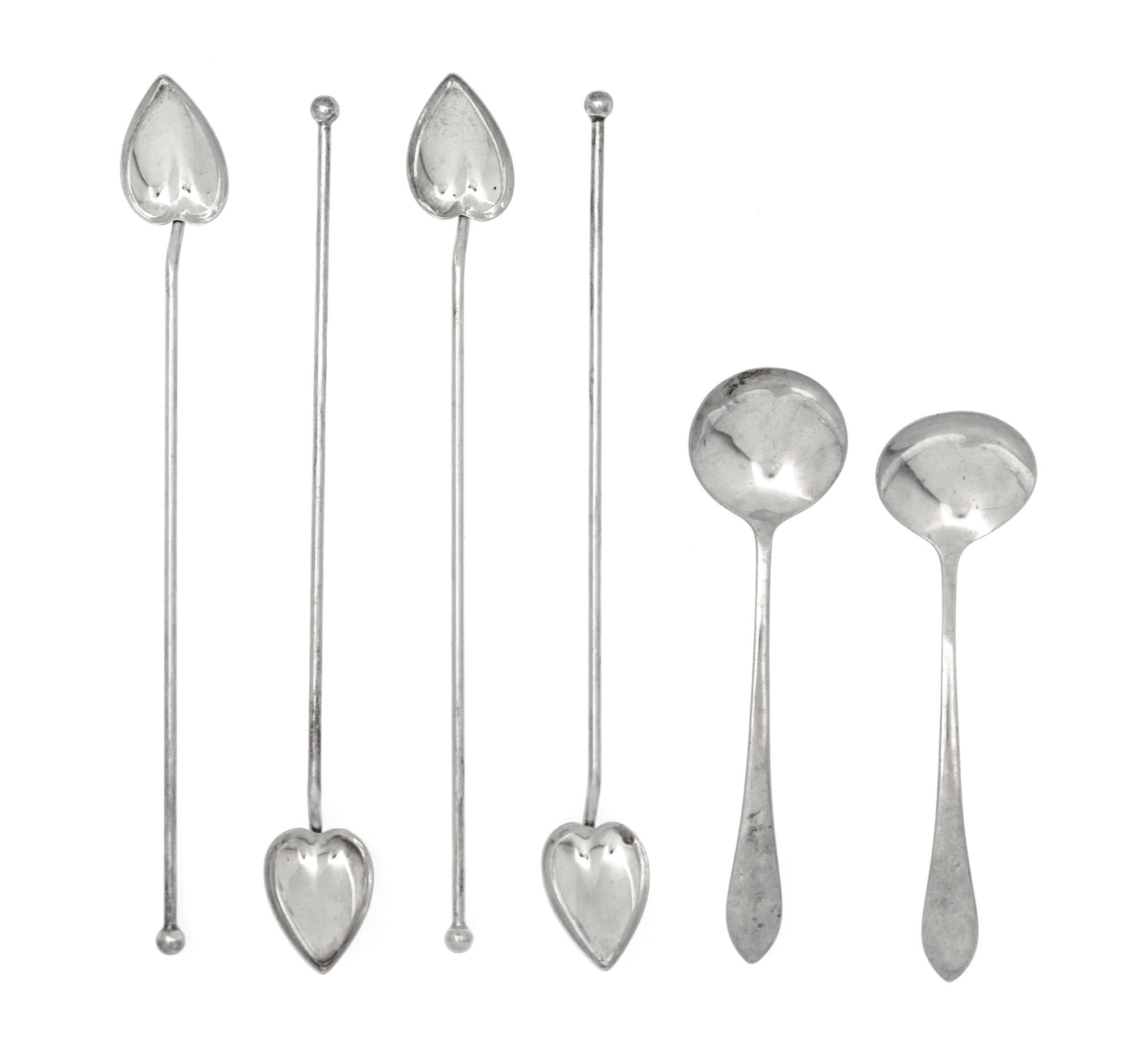 Twelve American Silver Iced Tea Sipping Spoons, Wallace Silversmiths, Wallingford, CT, 20th Century, together with two associated Ameri