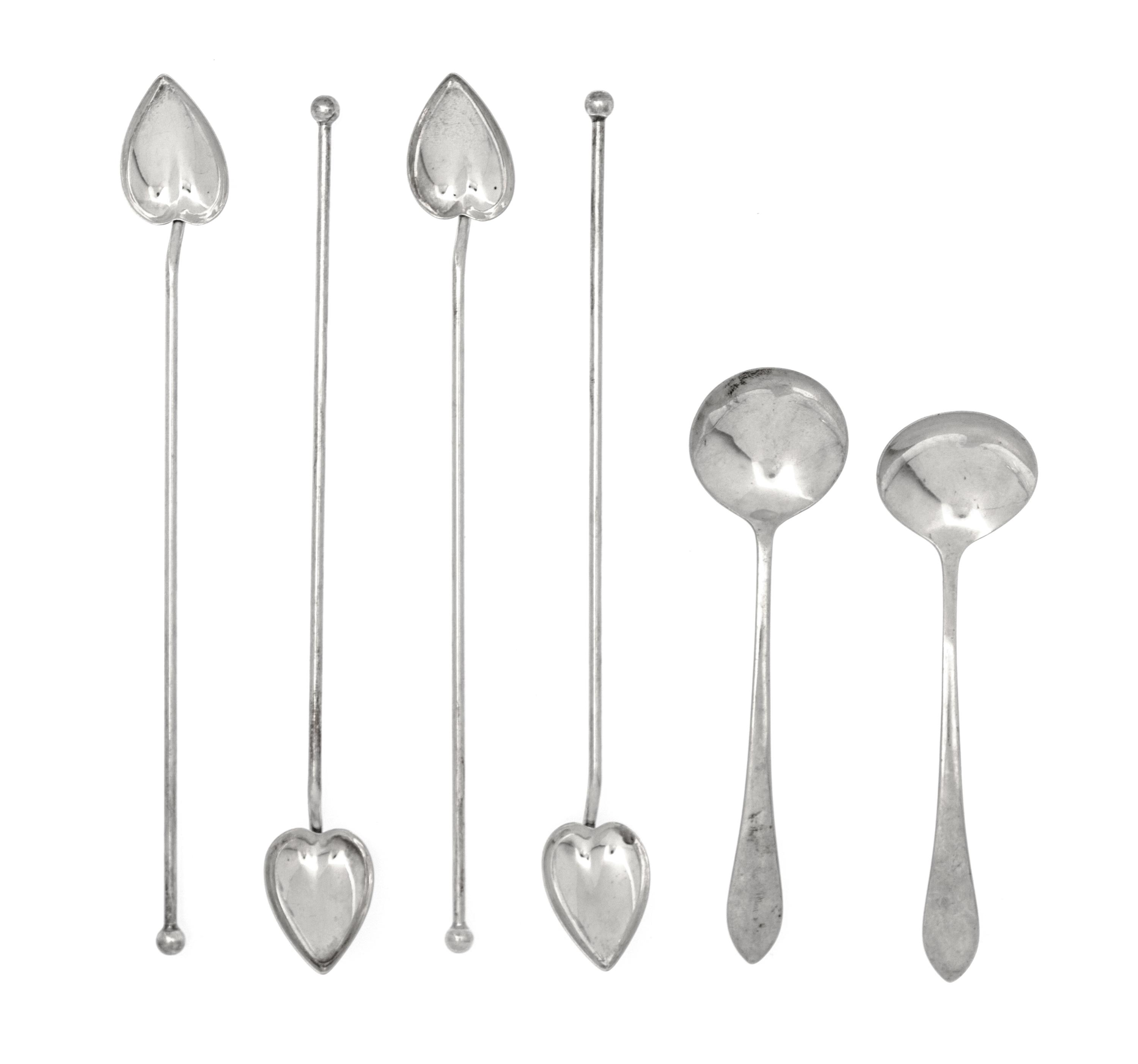 Twelve American Silver Iced Tea Sipping Spoons, Wallace Silversmiths, Wallingford, CT, 20th Century, together with two associated Ameri