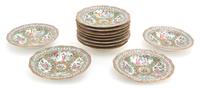 Ten Rose Canton Decorated Porcelain Plates — 19TH CENTURY