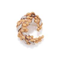 BICOLOR GOLD AND DIAMOND BROOCH