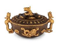 A Chinese Bronze Censer with Dragon Handles