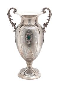 An Italian Silver Jeweled Urn Height 14 1/4 inches. — 20TH CENTURY
