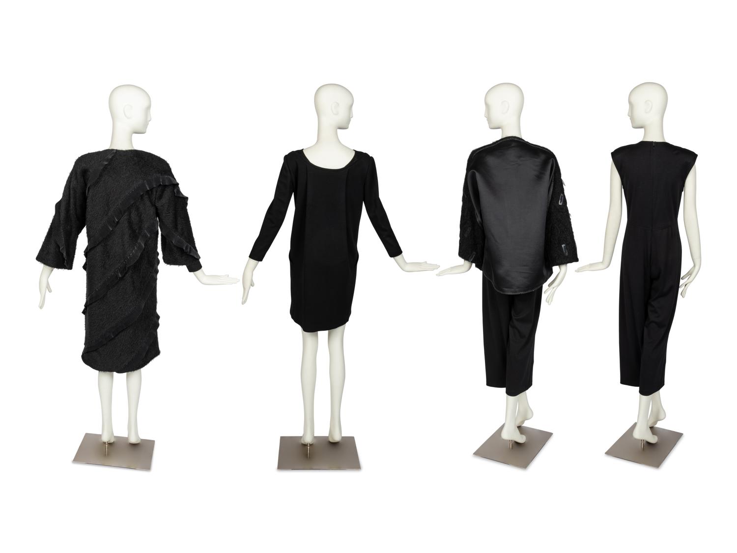 Four Geoffrey Beene Items: Two Coats, One Dress & One Jumpsuit, 1990s