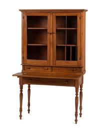 A Late Federal Cherrywood Step-Back Secretary Bookcase