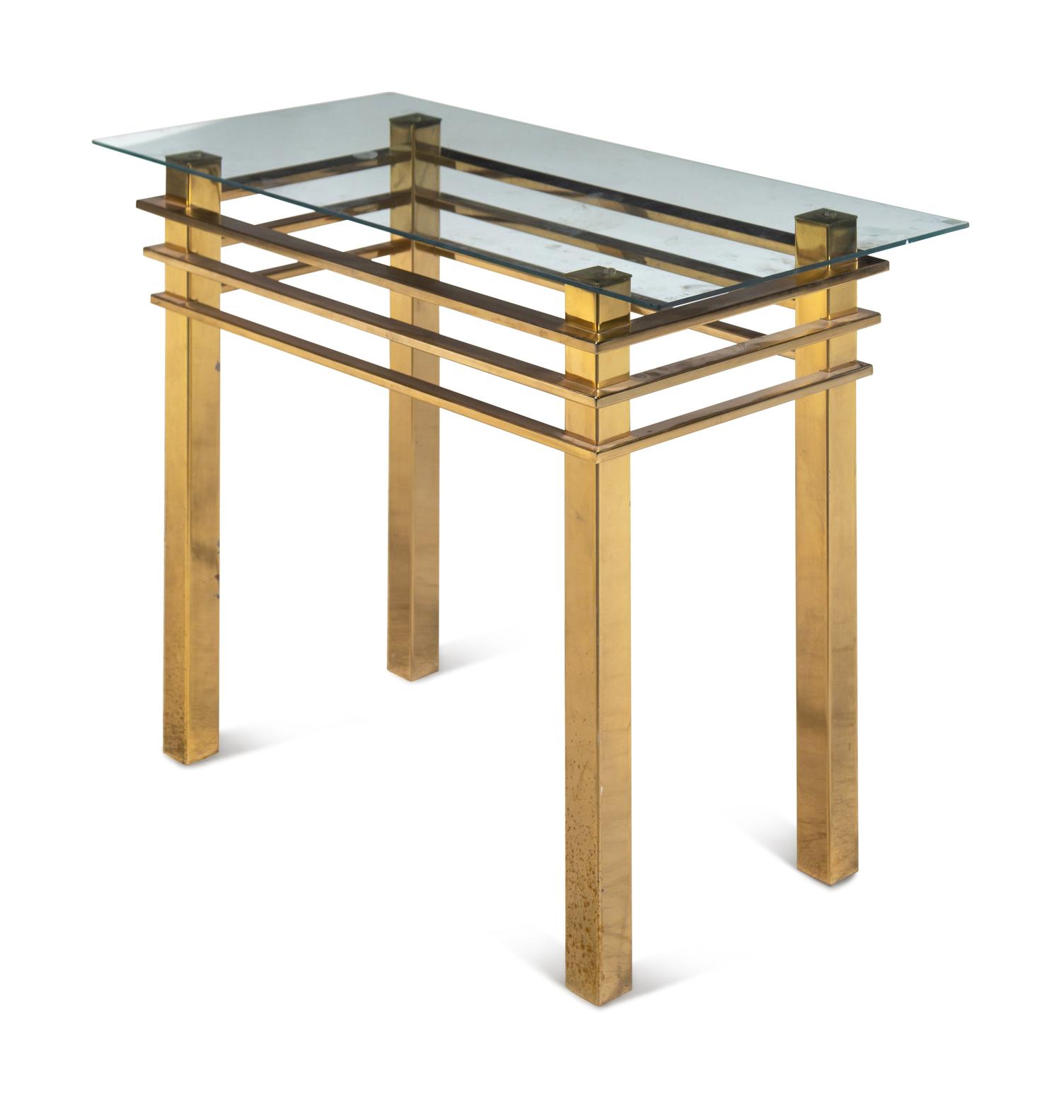 A Modernist Brass and Glass Table