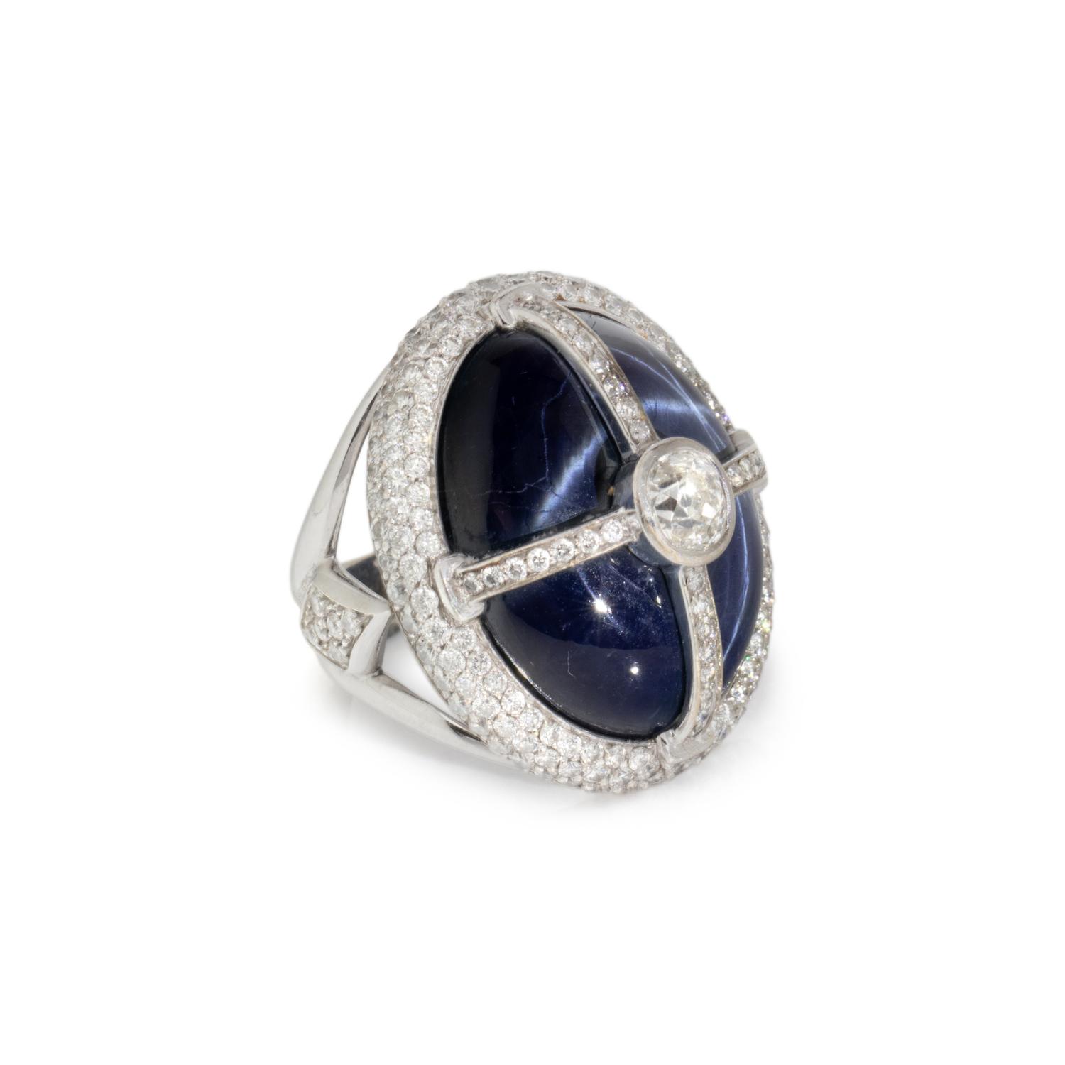 STAR SAPPHIRE AND DIAMOND RING