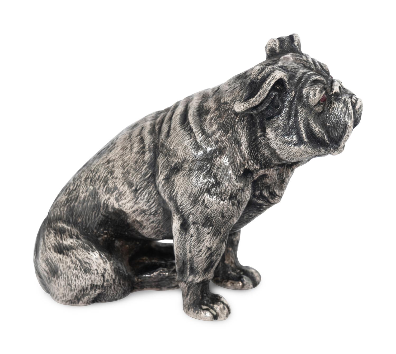 A Russian Silver Bulldog Figure