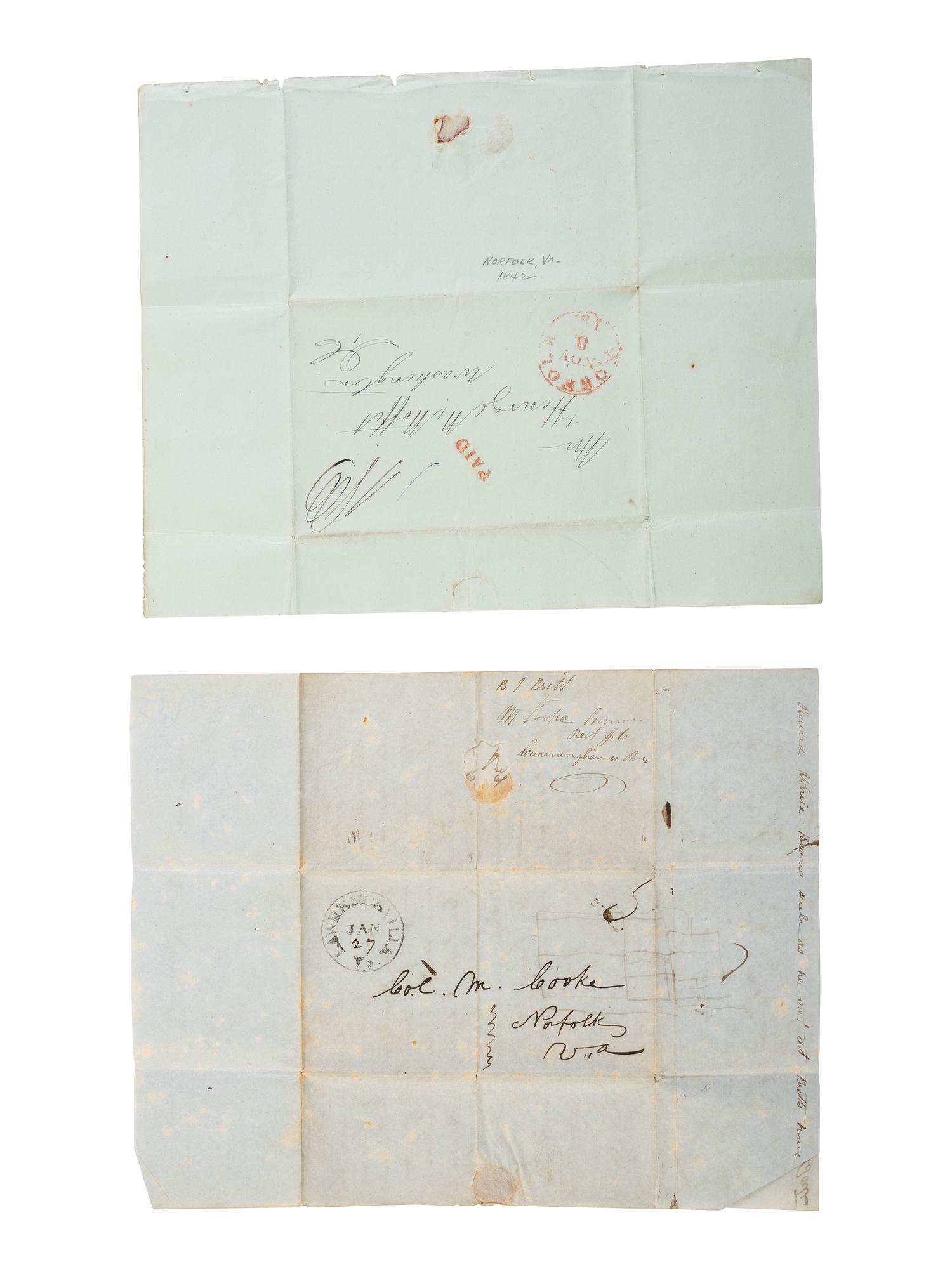 [ENSLAVEMENT & ABOLITION]. A group of six letters associated with enslaved individuals, including a letter related to the Randolph family of Virginia.
