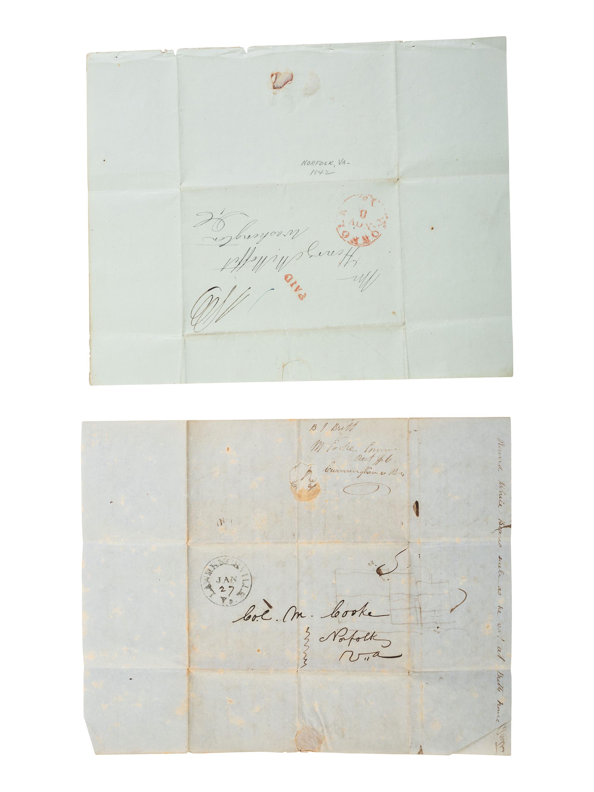 [ENSLAVEMENT & ABOLITION]. A group of six letters associated with enslaved individuals, including a letter related to the Randolph family of Virginia.