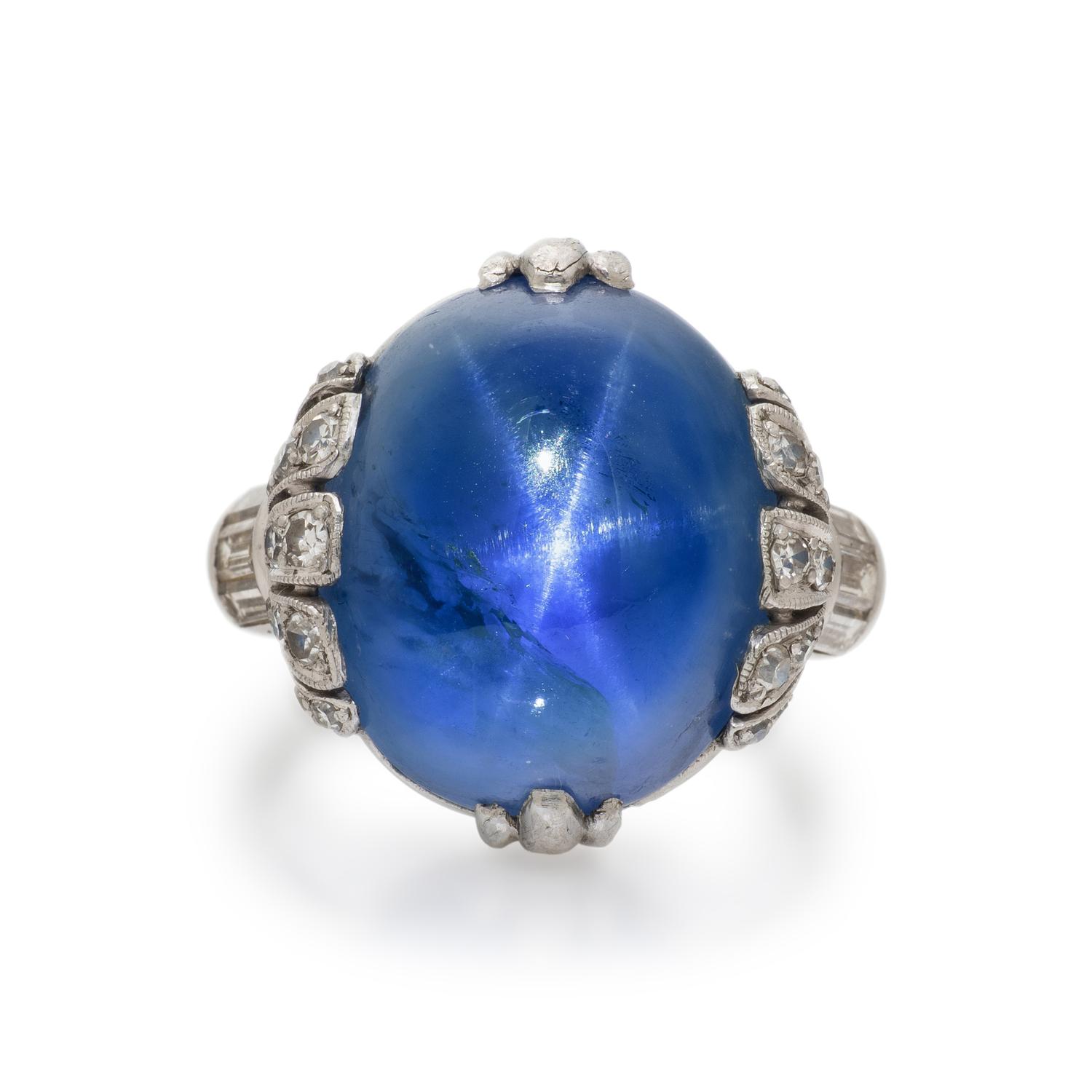 STAR SAPPHIRE AND DIAMOND RING