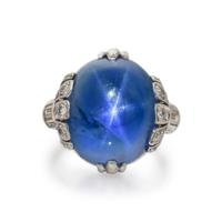 STAR SAPPHIRE AND DIAMOND RING