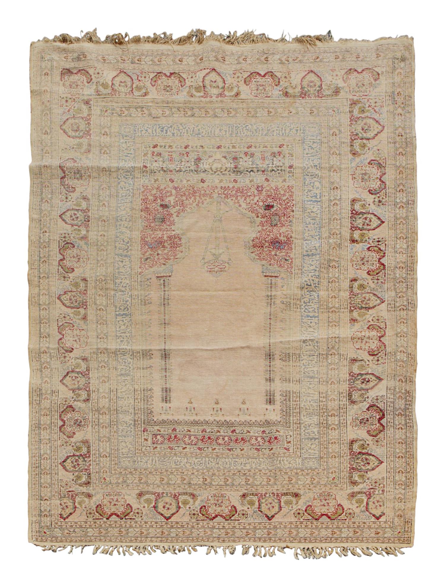 A Turkish Silk Prayer Rug — 19TH CENTURY