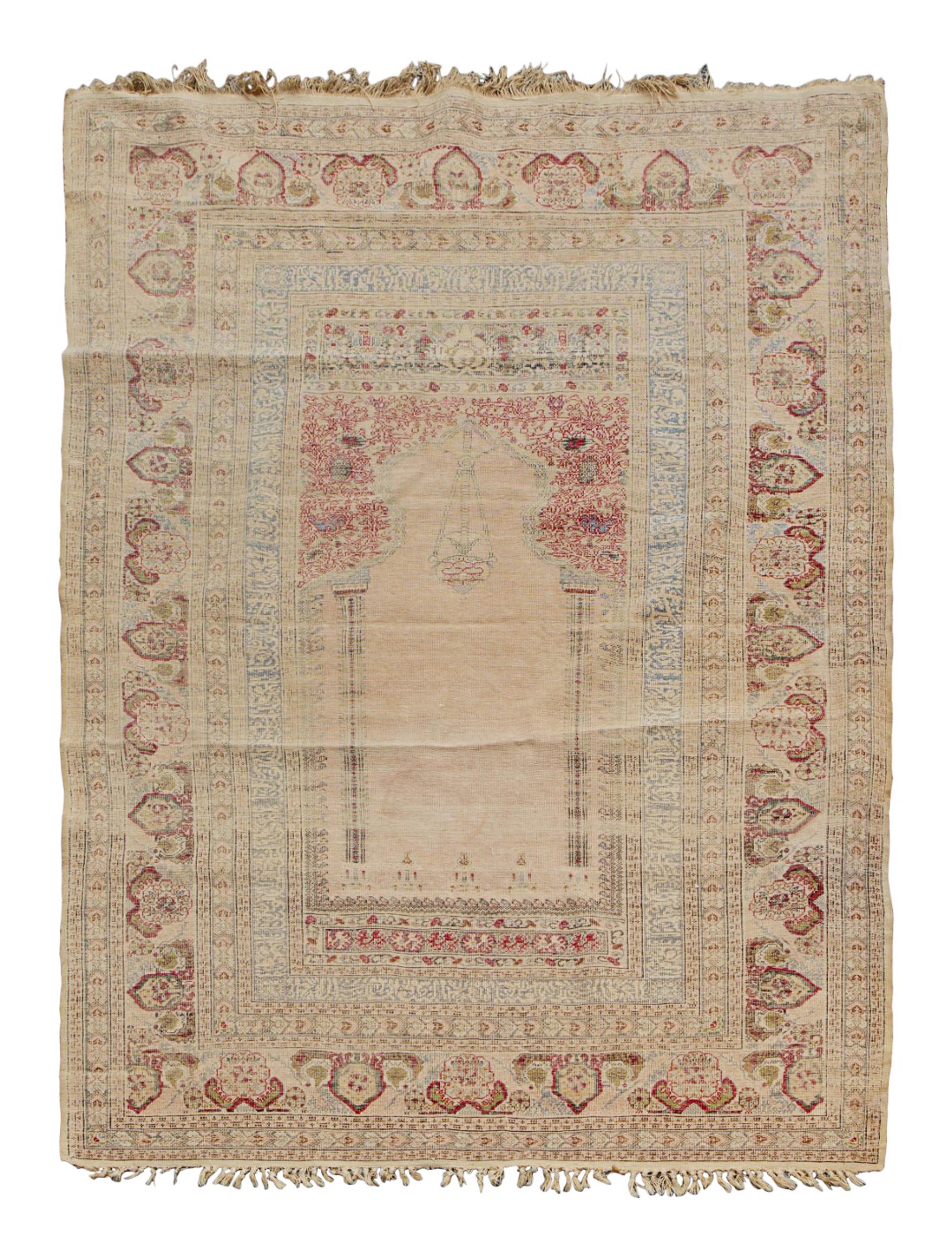 A Turkish Silk Prayer Rug — 19TH CENTURY