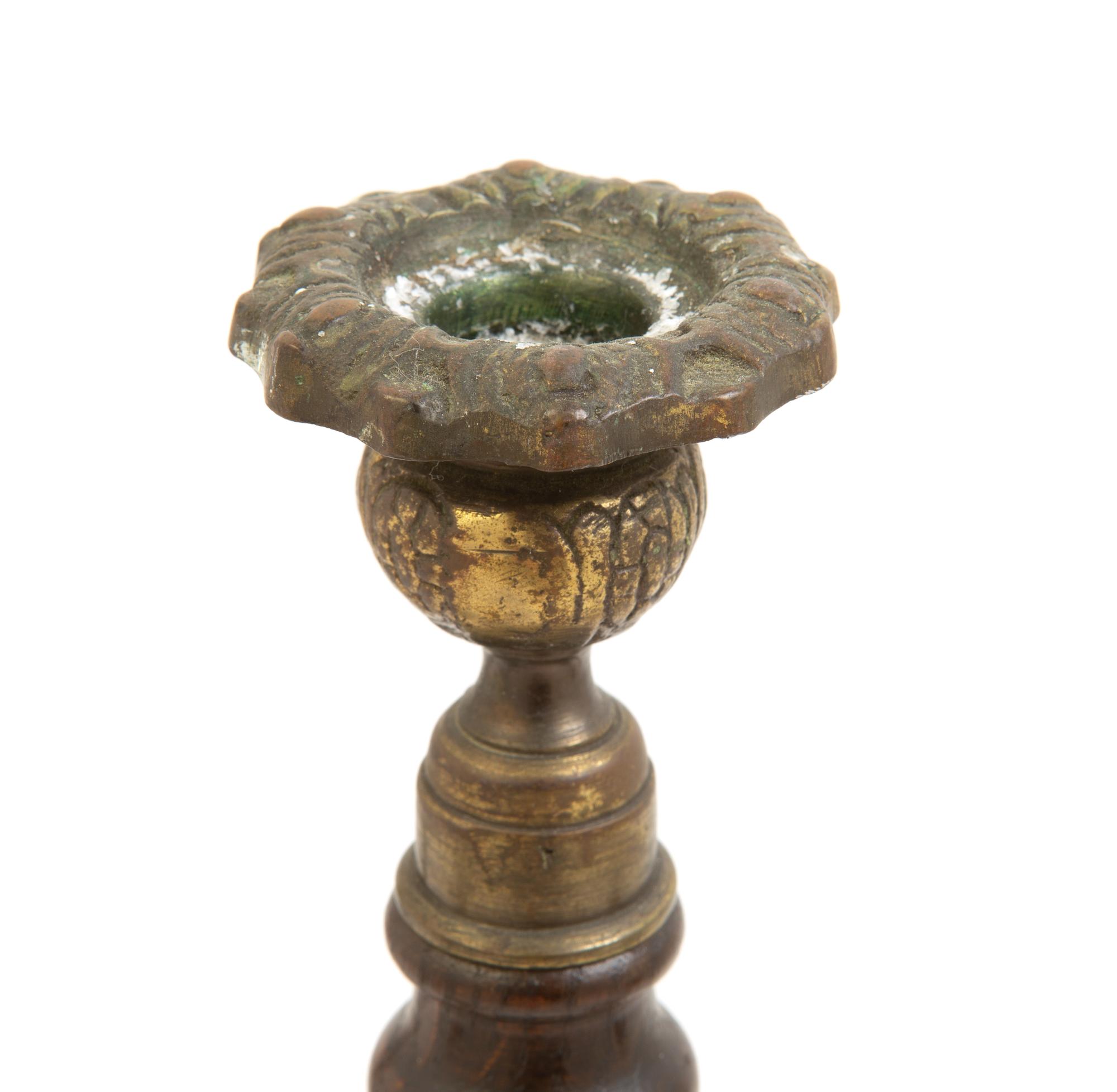 Two Pairs of English Turned Wood Candlesticks