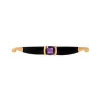 YELLOW GOLD, AMETHYST AND ENAMEL BROOCH