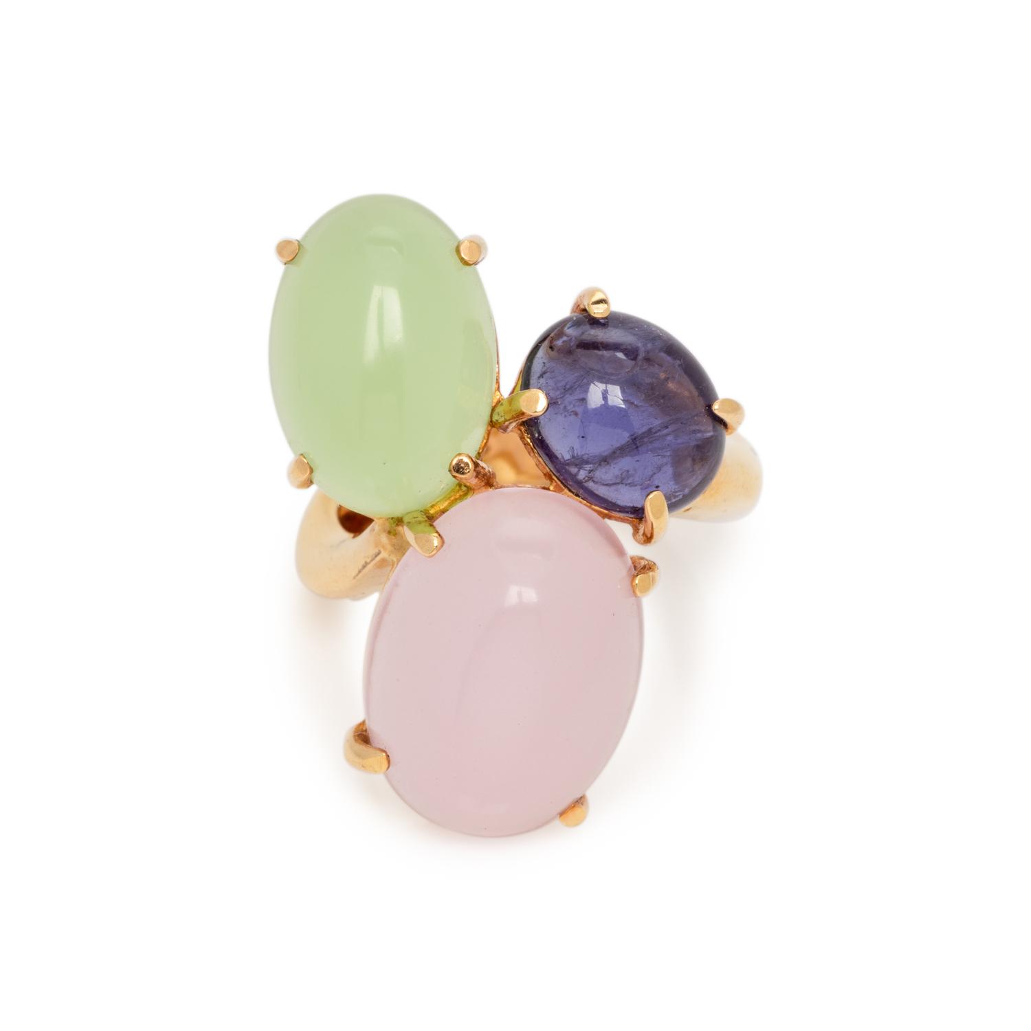IOLITE AND GLASS RING