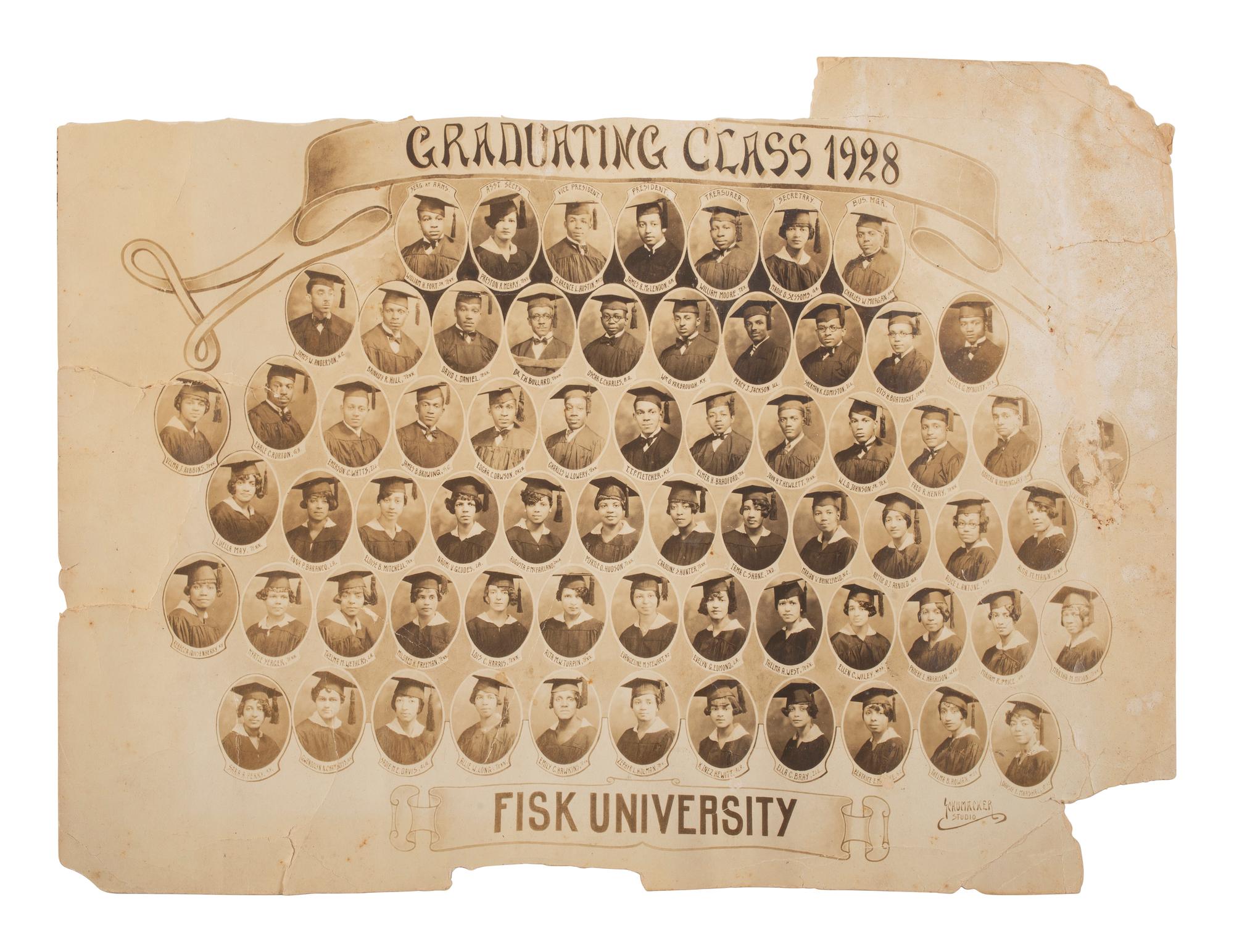 [EDUCATION]. A pair of portraits of the Fisk Jubilee Singers [with:] photograph of the Fisk University graduating class of 1928.