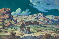 Marjorie Reed (American, 1915-1996) — Freighting Out the Wool, Keams Canyon