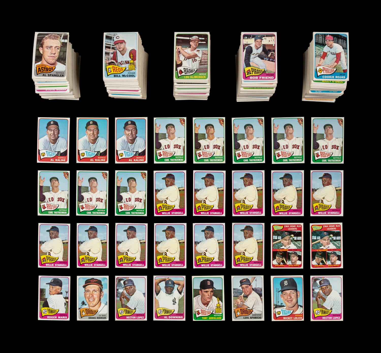 A Collection of Over 800 1965 Topps Baseball Cards With Multiple Hall of Famers