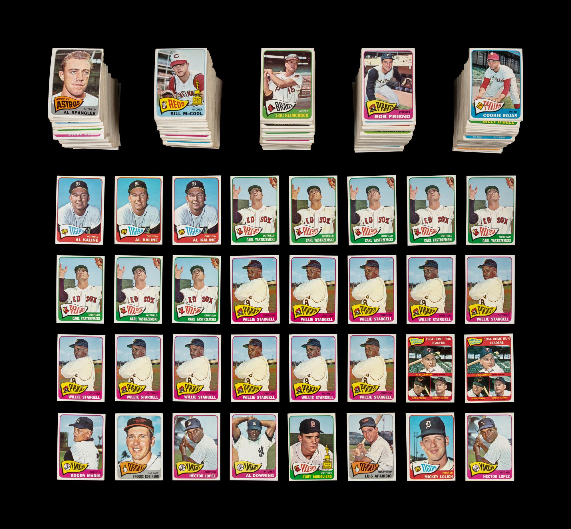 A Collection of Over 800 1965 Topps Baseball Cards With Multiple Hall of Famers
