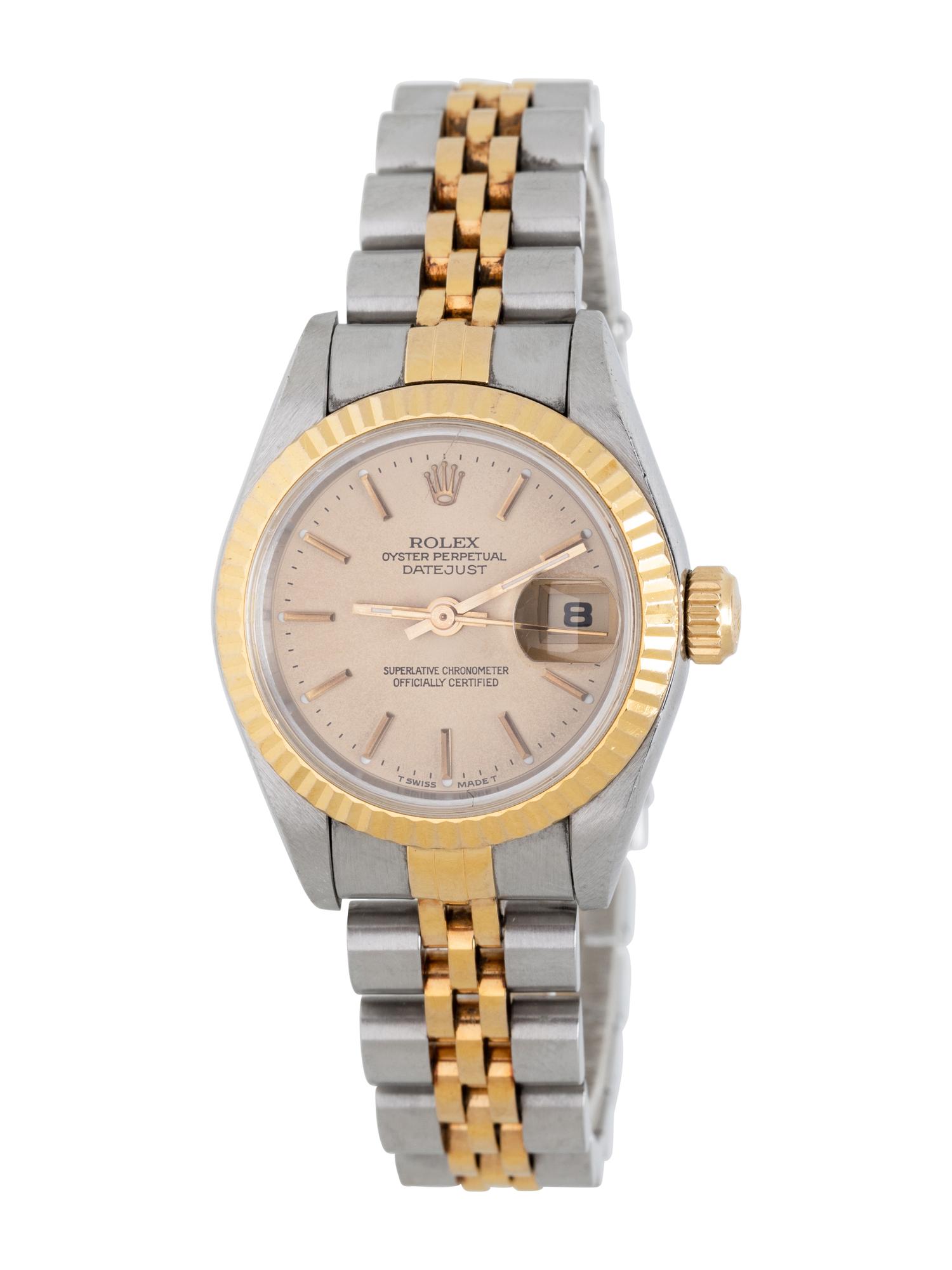 ROLEX, STAINLESS STEEL AND 18K YELLOW GOLD 'LADY-DATEJUST' WATCH, BOX & PAPERS