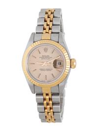ROLEX, STAINLESS STEEL AND 18K YELLOW GOLD 'LADY-DATEJUST' WATCH, BOX & PAPERS