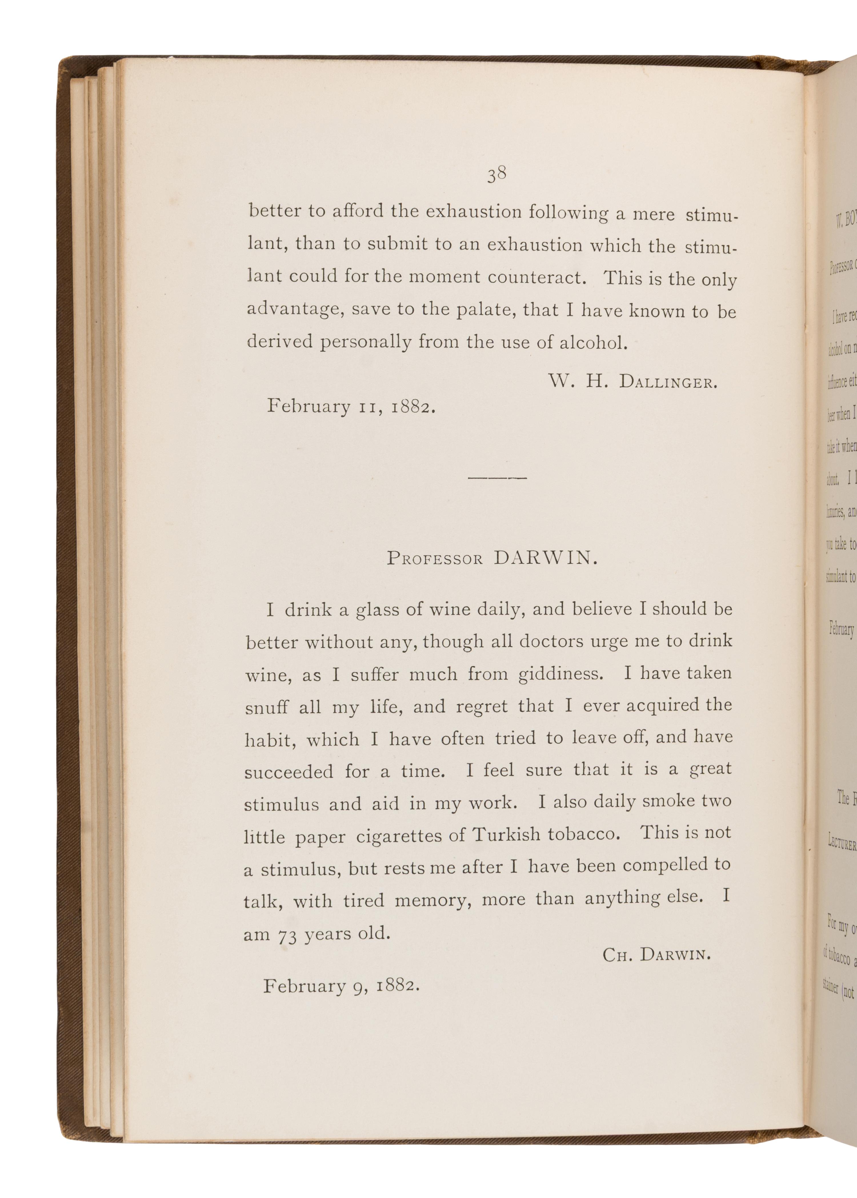 [Darwin, Charles (1809-1882), contributor]. Reade, A. Arthur (1851-1917), editor. Study and Stimulants; or, The Use of Intoxicants and Narcotics in Relation to Intellectual Life . Manchester and London: Abel Heywood and Son; Simpkin, Marshall, and Co., 1883.