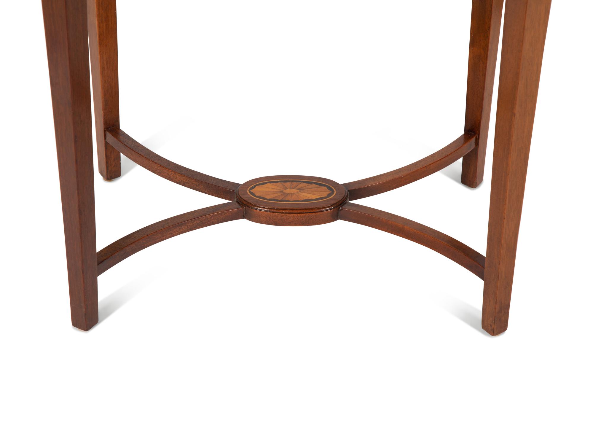 A George III Style Inlaid and Parcel Gilt Mahogany Oval Side Table — 20th Century