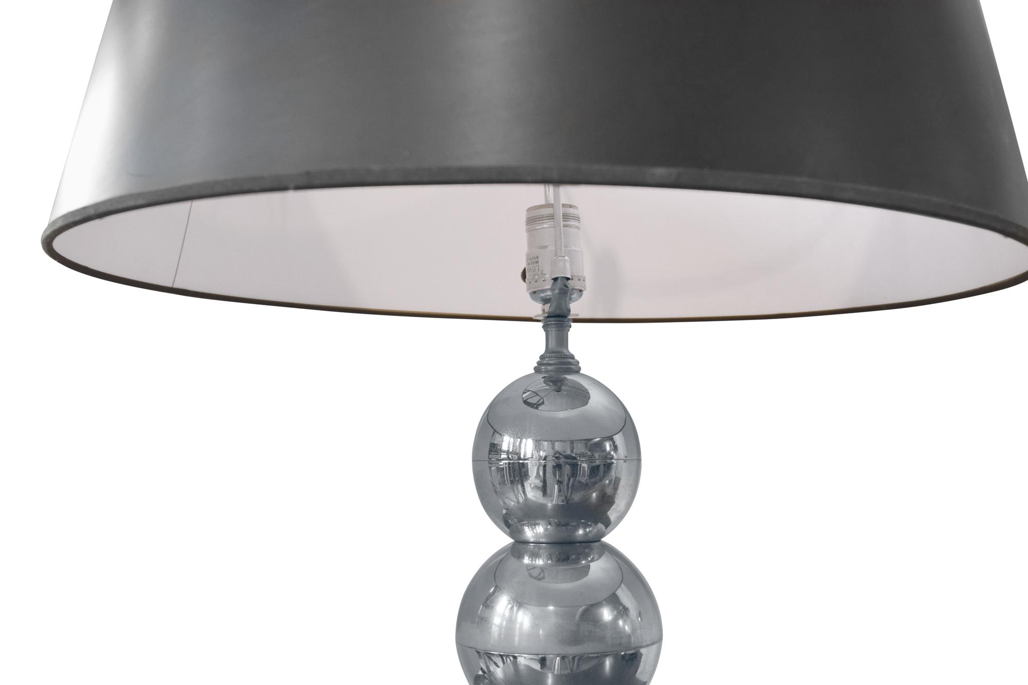 A Mid Century Glass Table Lamp 6.5" W x 6.5" D x 21" H (width and depth are of the base, not shade) — United States, Mid-20th Century