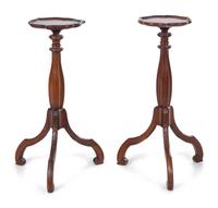 A Pair of George III Style Mahogany Pedestal Tables