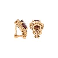 GARNET AND DIAMOND EARCLIPS