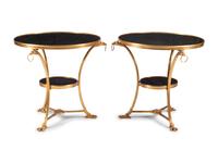 A Pair of Empire Style Gilt Bronze and Granite Side Tables