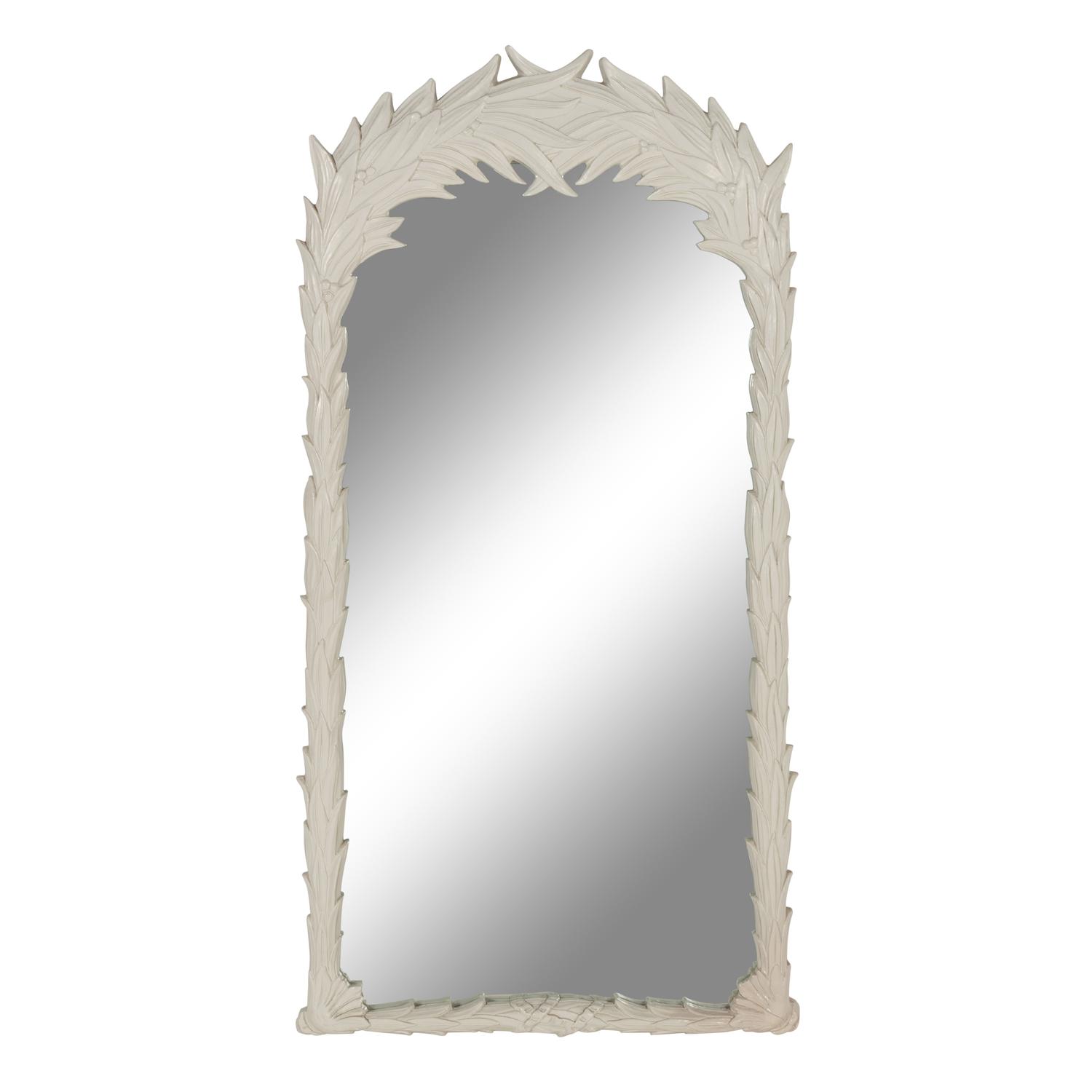 A White-Painted Leaf Motif Mirror