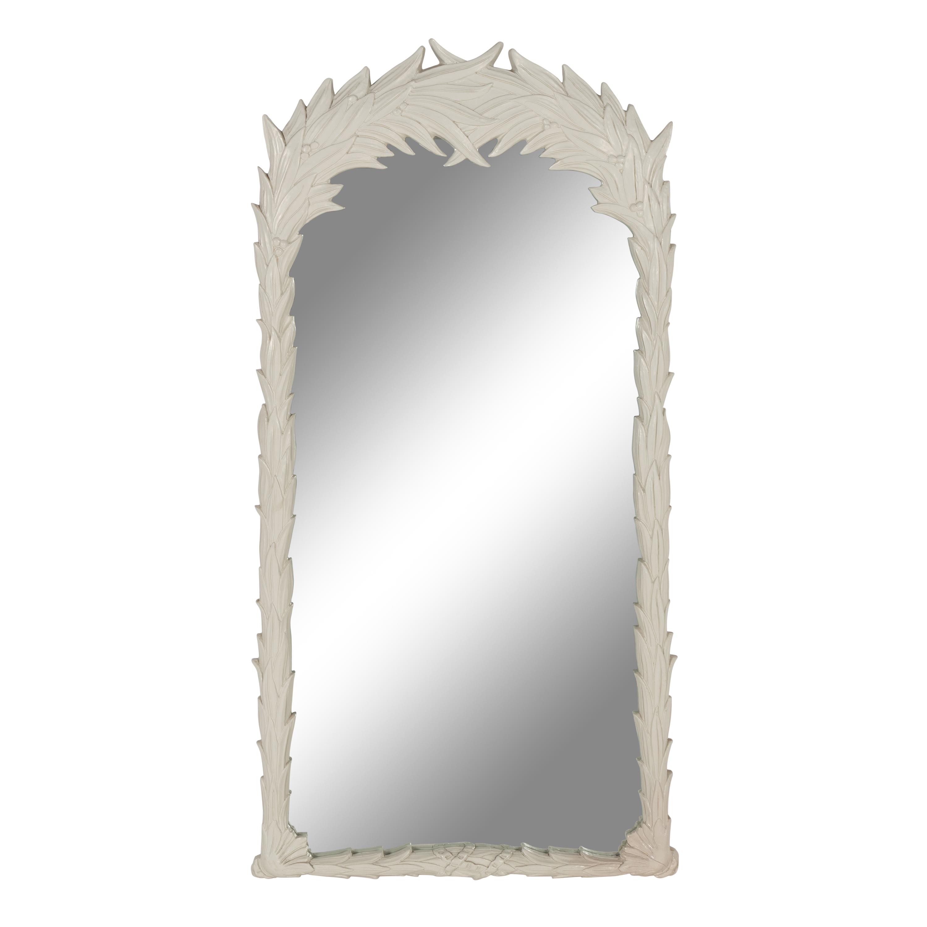 A White-Painted Leaf Motif Mirror