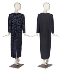 Two Designer Dresses with Two Brooches and Two Necklaces