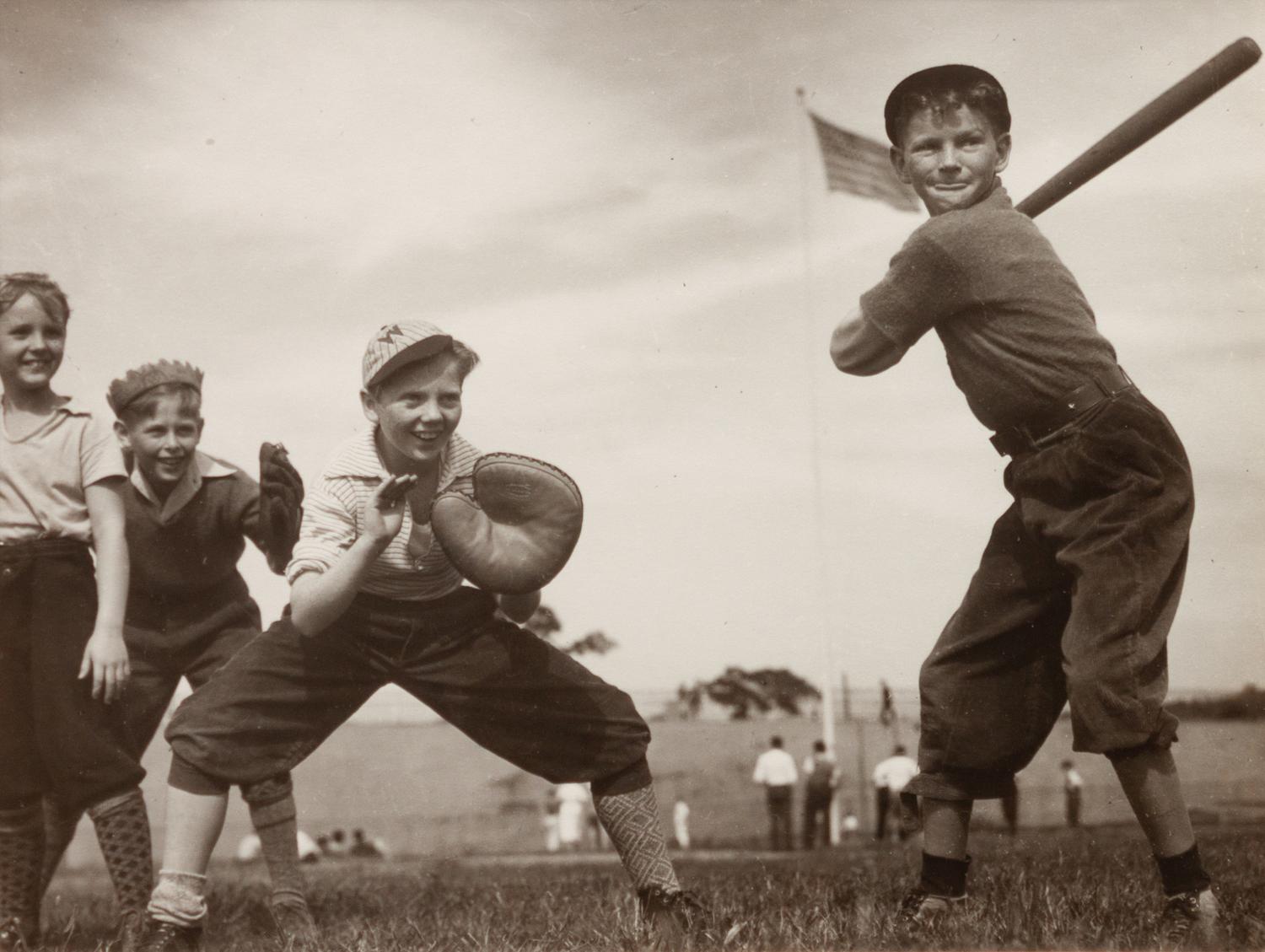 A group of three photographs ( Untitled (Lucky Strike) , 1930s; Untitled (Baseball Game) , 1930s; Westinghouse Icebox Advertisement , 1928)