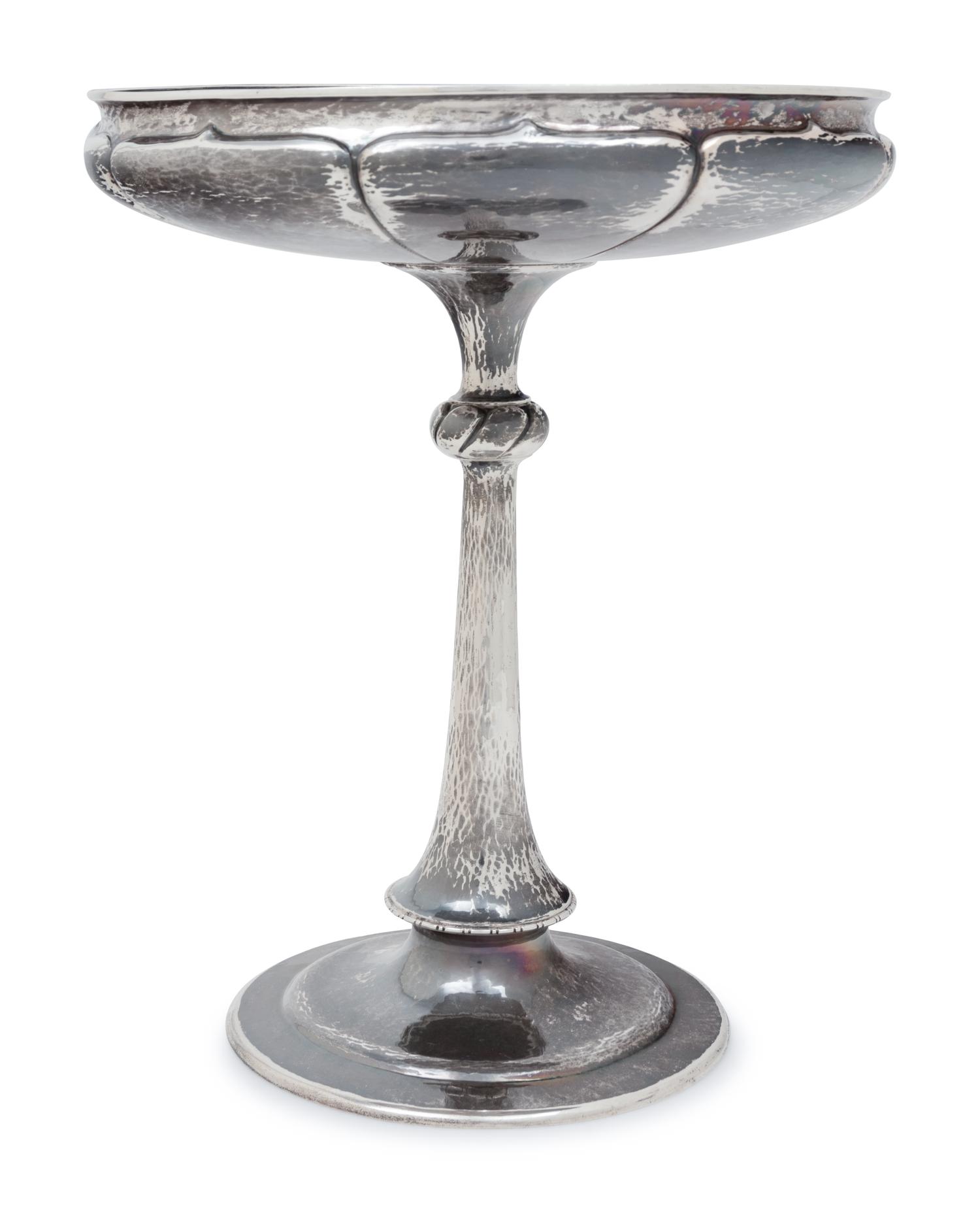 An Arts & Crafts Spot-Hammered Silver Compote