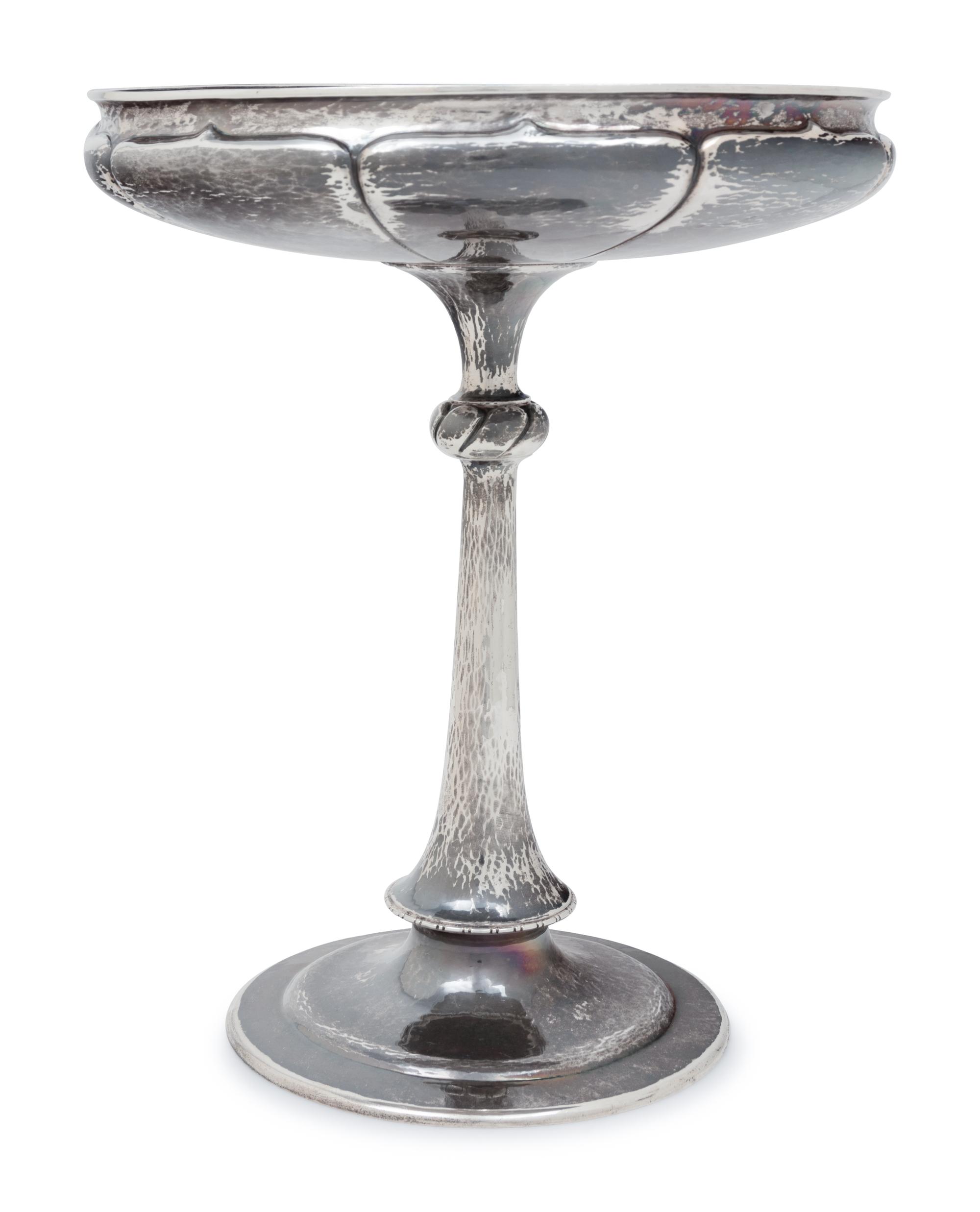 An Arts & Crafts Spot-Hammered Silver Compote
