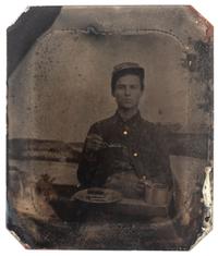 A group of items identified to Private William H. Shaver, Battery M, 2nd Pennsylvania Heavy Artillery, highlighted by war-date tintypes, CDVs, and army mess gear.