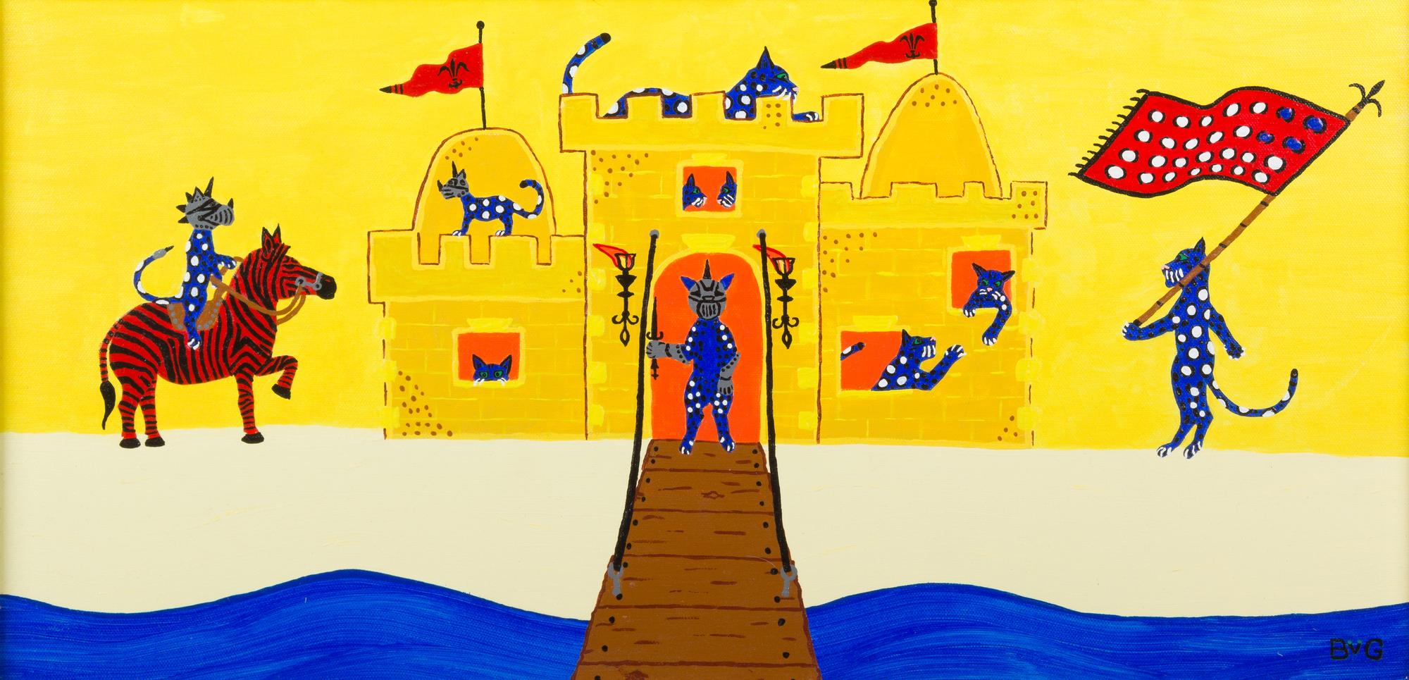 Barry Van Gerbig, (American, 20th Century), comprising of three scenes, Scenes of Cheetahs in Comical Desert Settings