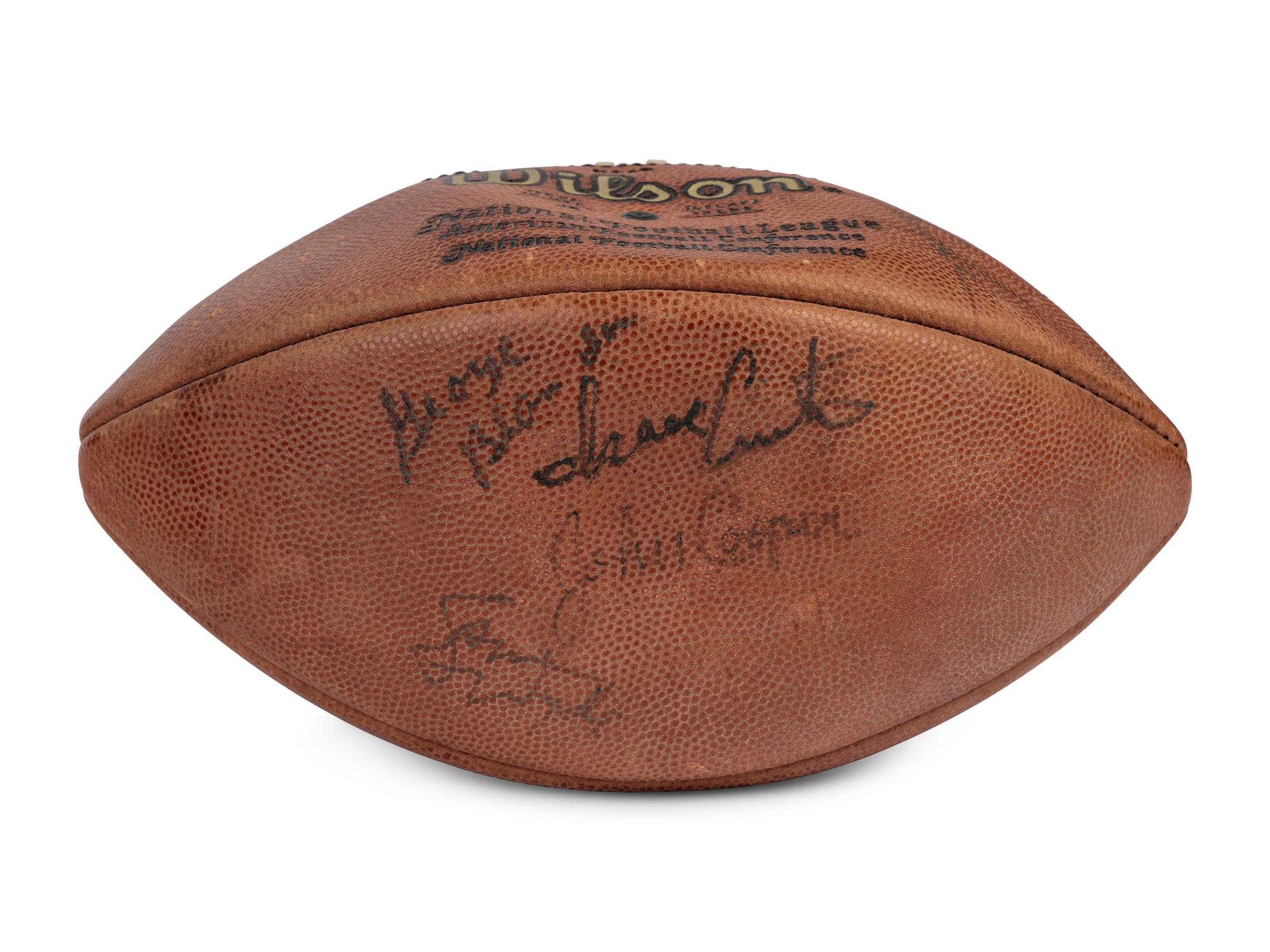 A Group of Two Hall of Fame Multi Signed Autograph Official Game Footballs (Including Johnny Unitas, Otto Graham, Gale Sayers and George Blanda)