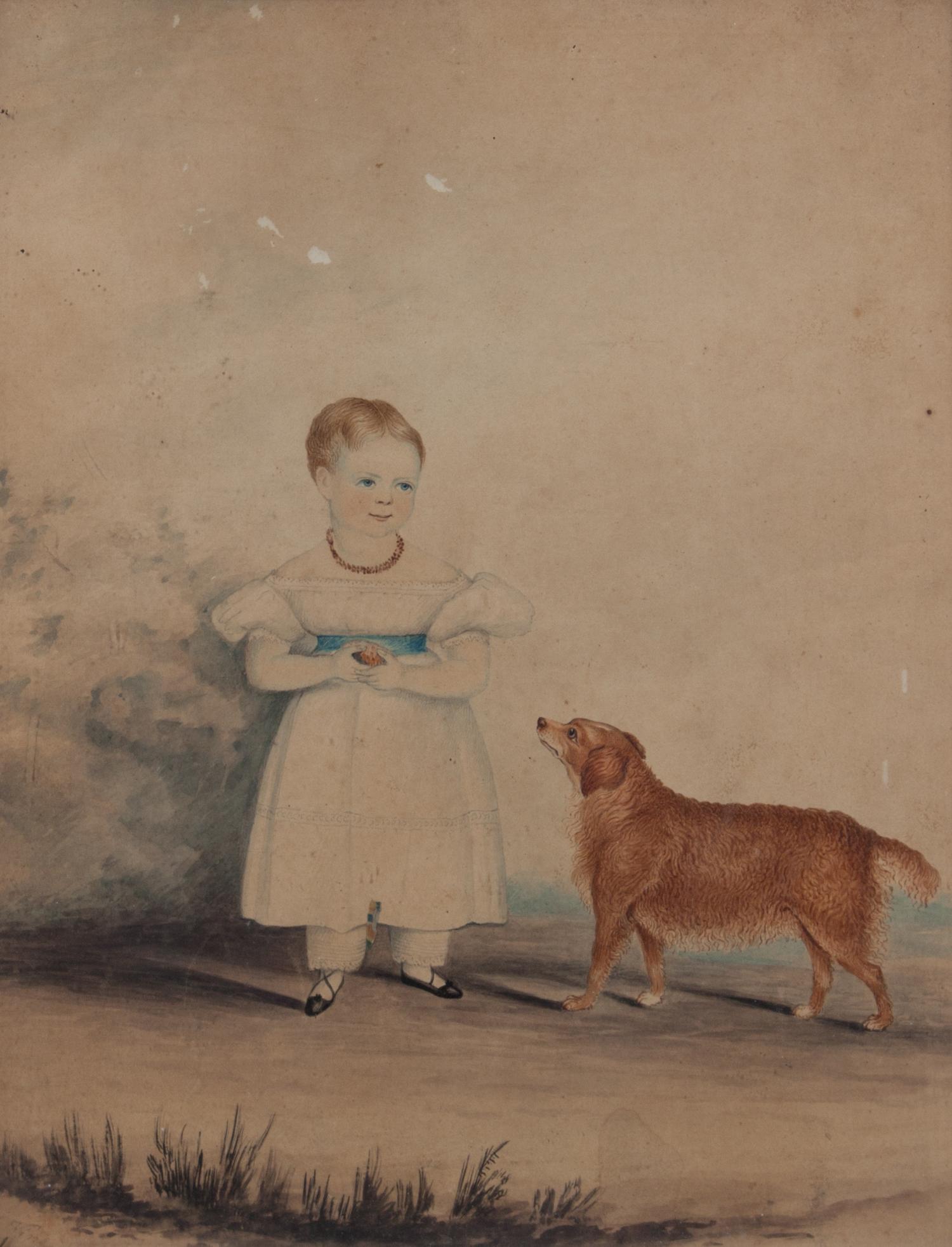 John Vine of Colchester, (British, 1809-1867), A Girl and her Dog