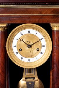 A French Gilt Bronze Mounted Mahogany Portico Clock, Ferrenbach, Chalons