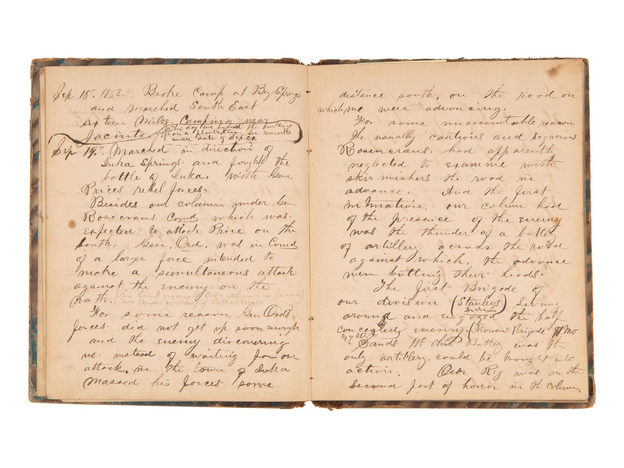 JACKSON, Col. Oscar L. (1840-1920). Five journals, incl. descriptions of Oscar L. Jackson's political activism during the 1860 campaign and his service with 63rd OVI, with campaign broadside noting Jackson as a speaker.