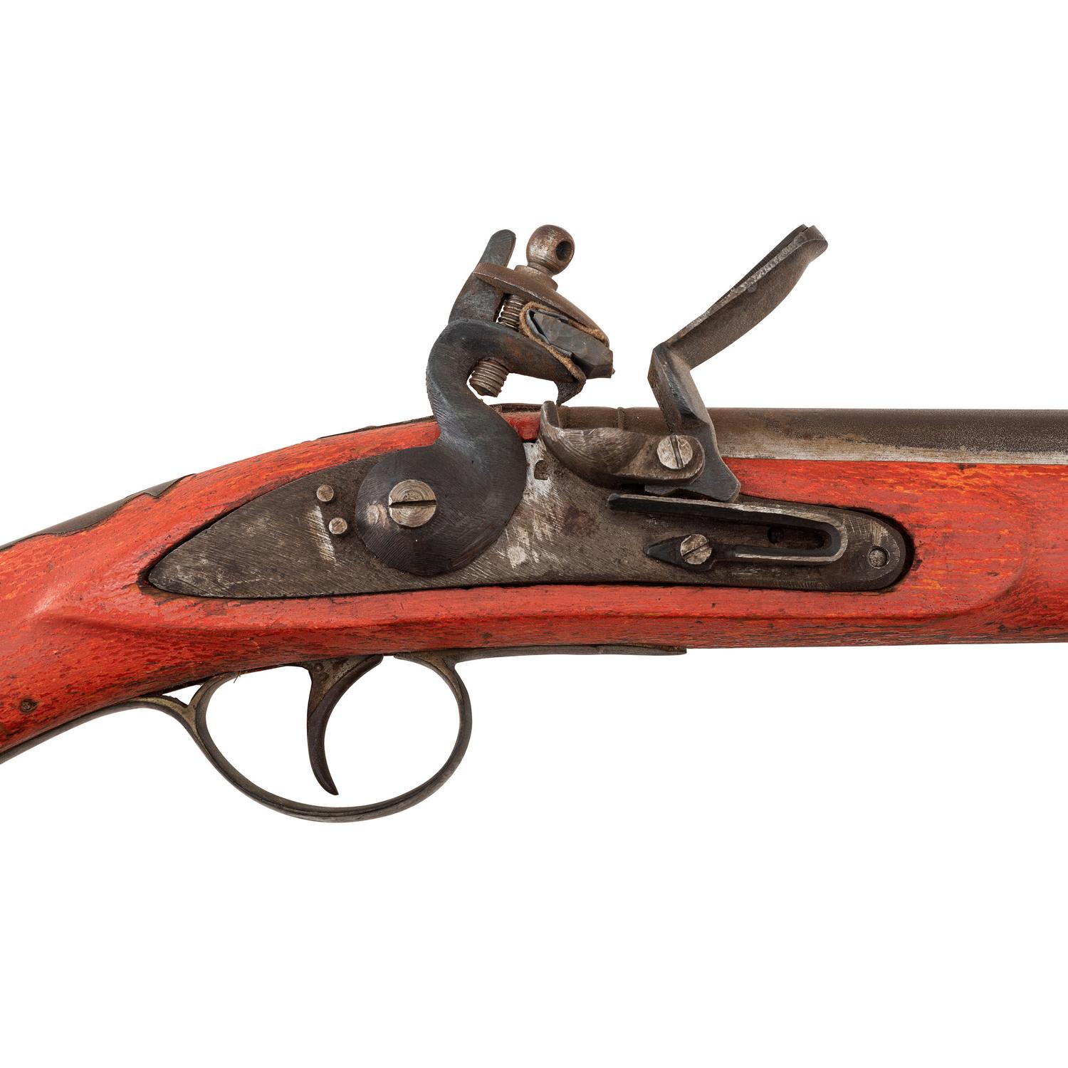 Belgian Flintlock Trade Musket with Native Applied Red Paint