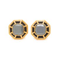 SUSAN BERMAN, YELLOW GOLD AND GEMSTONE EARCLIPS
