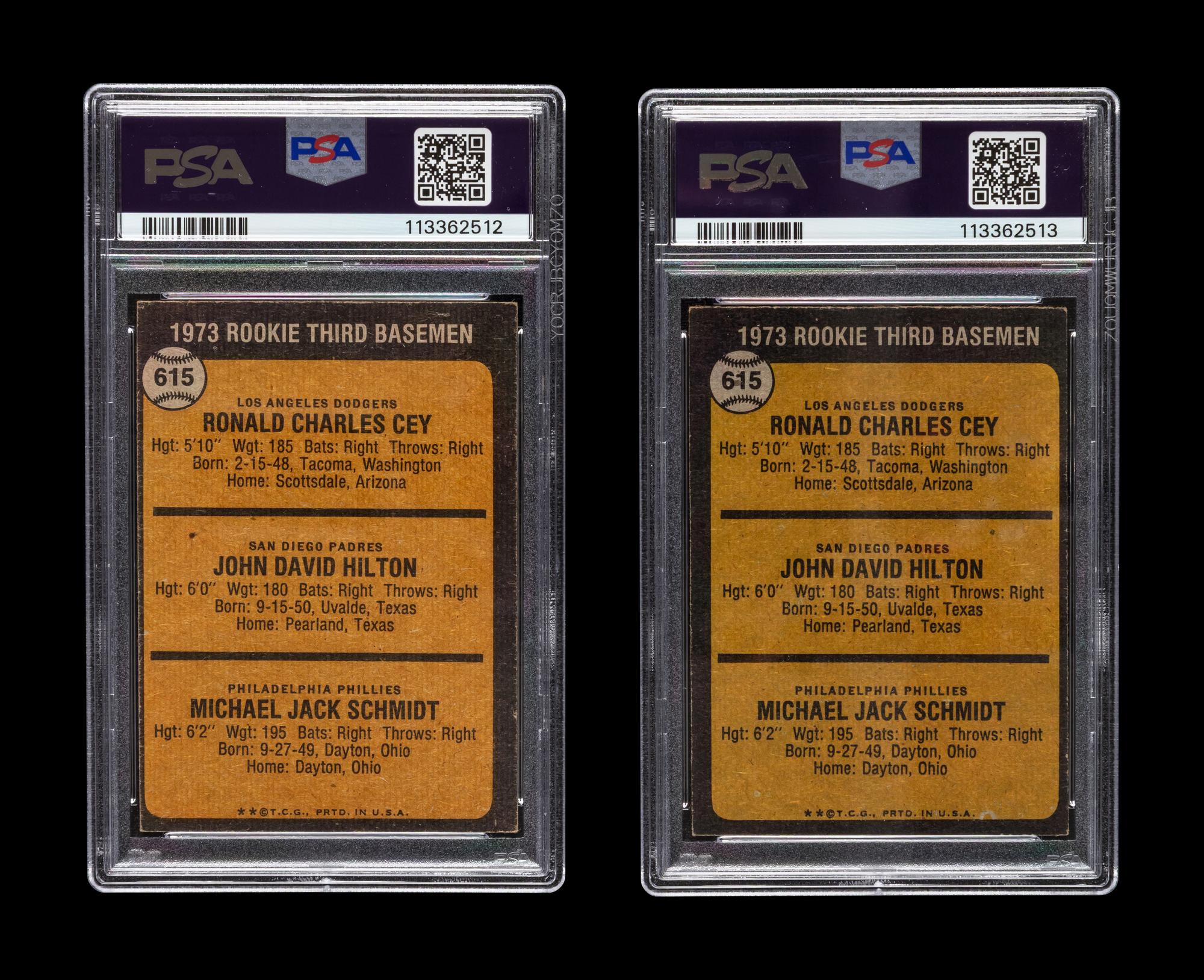 A Collection of 1973 Topps Mike Schmidt Rookie Baseball Cards No. 615 (PSA 3 VG)
