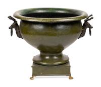 A Continental Green Tole Jardinière